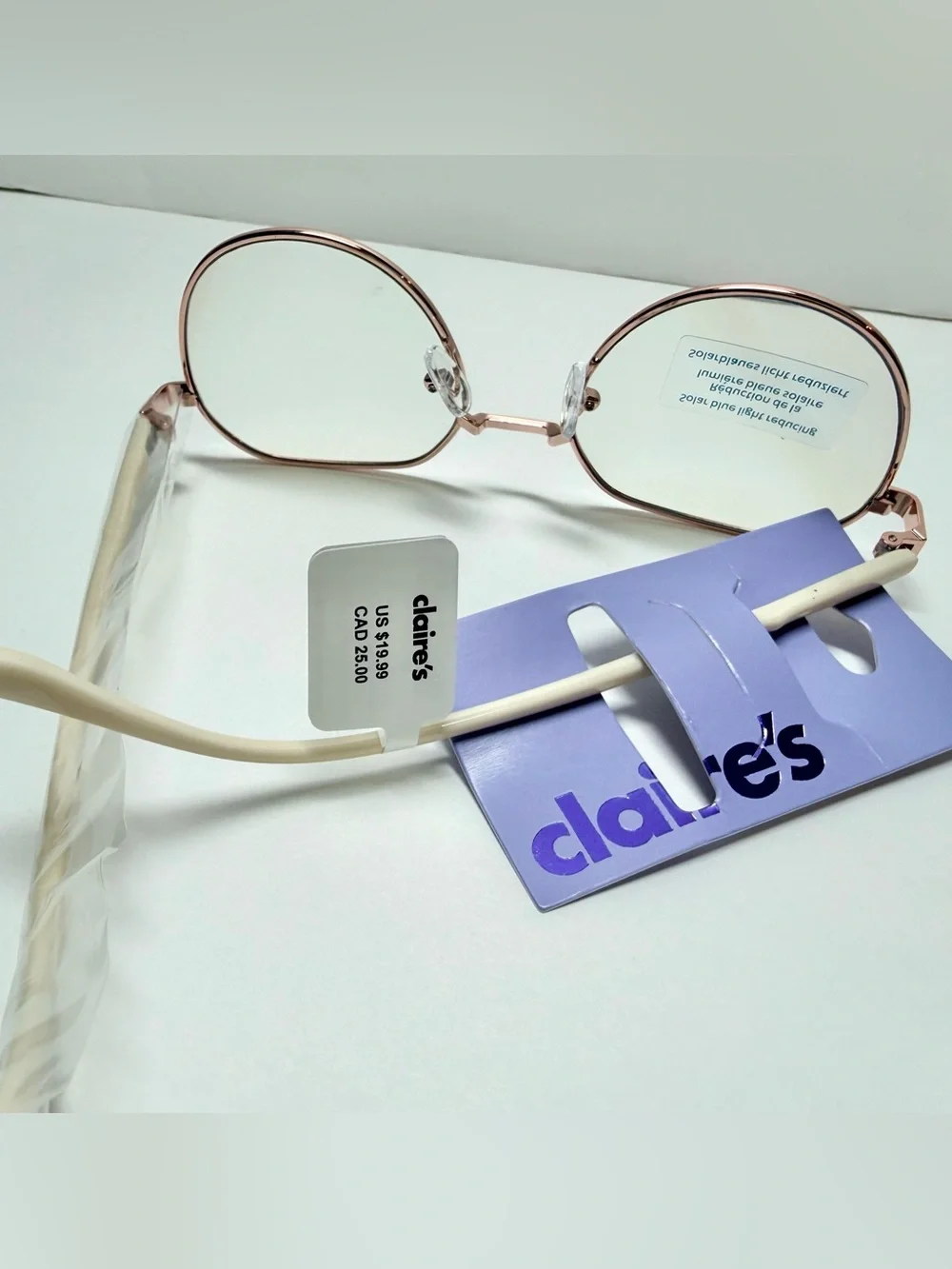 Claire's Rose Gold Metal Women's Glasses Blue Light Filtering